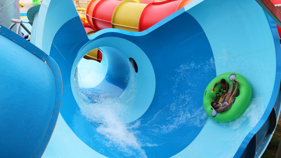 Tornado Alley tube slide at the outdoor waterpark