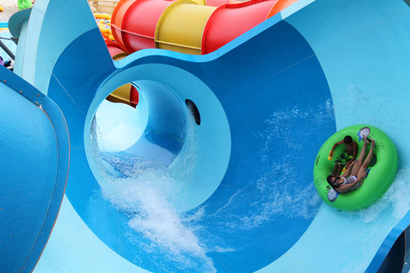 Tornado Alley tube slide at the outdoor waterpark