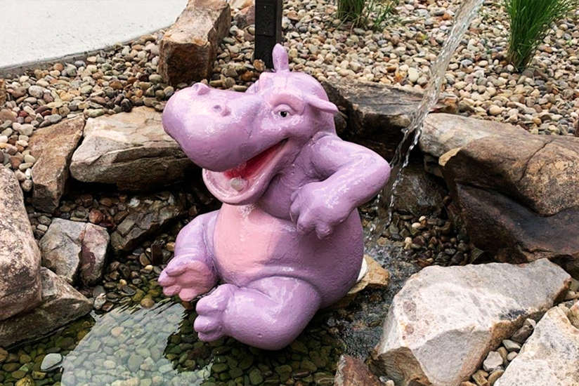Small hippopotamus sculpture at hippo minigolf course.