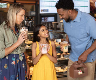 Family enjoying coffee