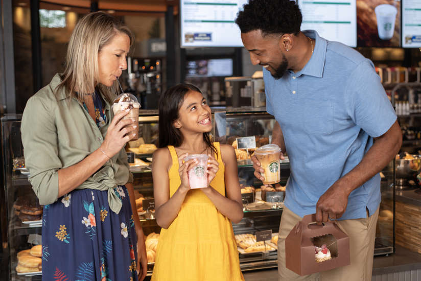 family drinking their java coffees