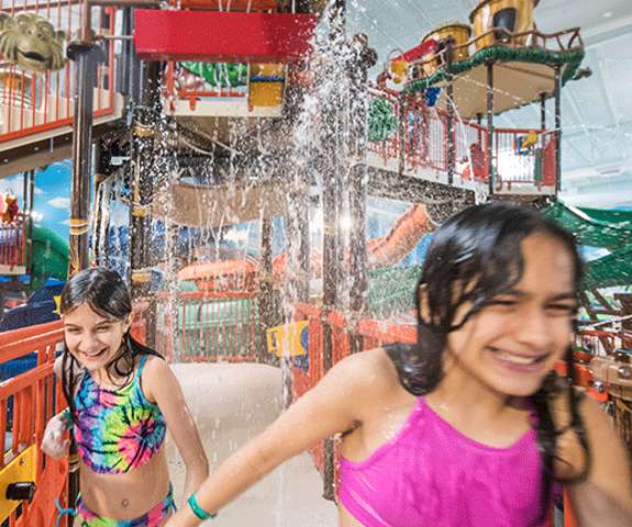 Children playing in the Splashdown Safari in the Indoor Waterpark