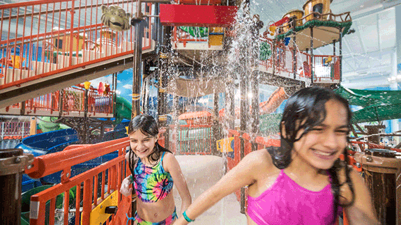 Children playing in the Splashdown Safari in the Indoor Waterpark