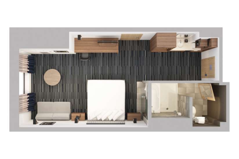 Render of room layout (King Whirlpool)