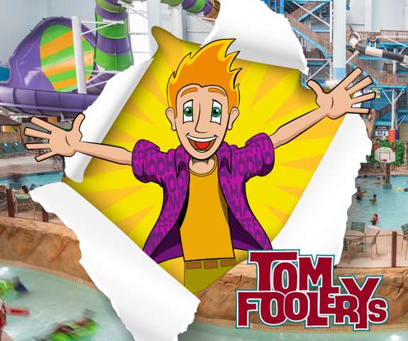 Tom Foolery ripping through an image of the waterpark as he takes over Kalahari for the month of April