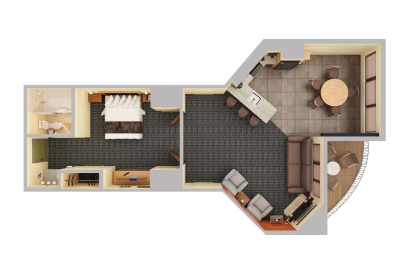Render of a top-down view of the King Living Room Suite.