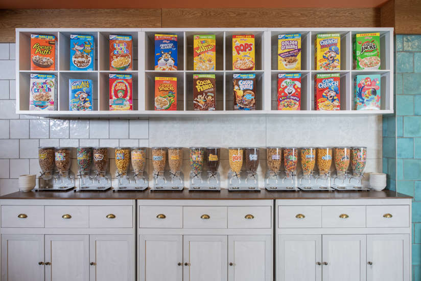 Variety of cereal in the cereal bar