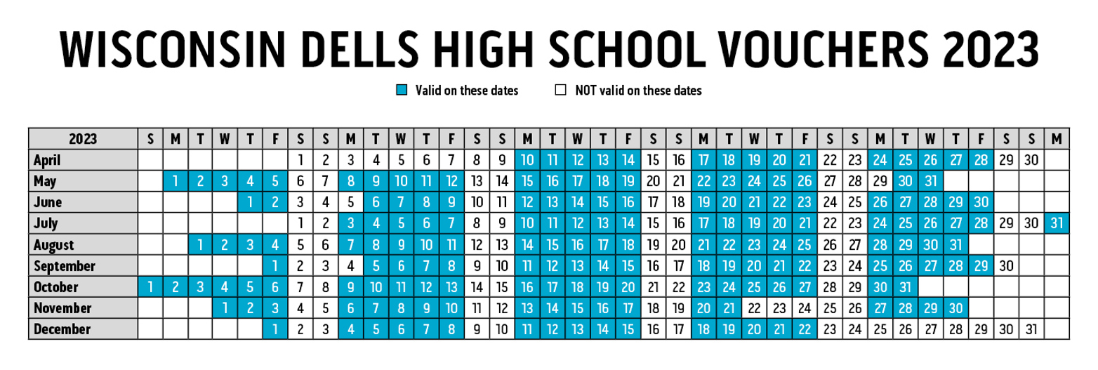 WI Dells High School Voucher Valid Dates