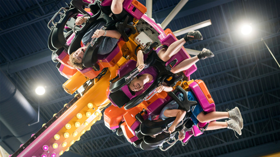 Guests enjoying the G-Force One Tom Foolerys Adventure Park ride.