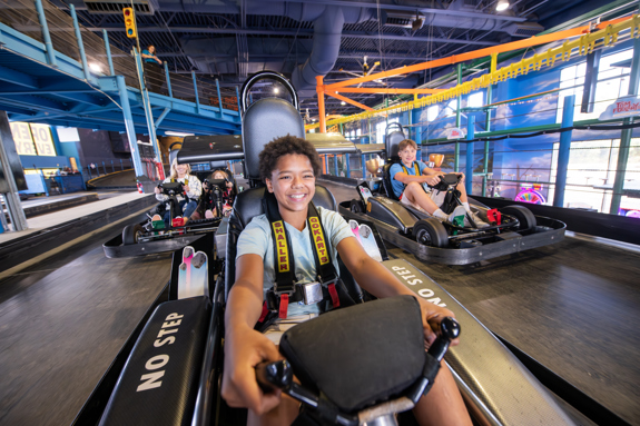 Kid driving go karts