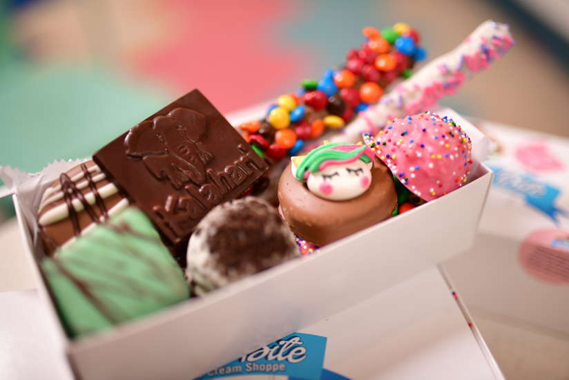 Assortment of treats from the last bite in a to-go box
