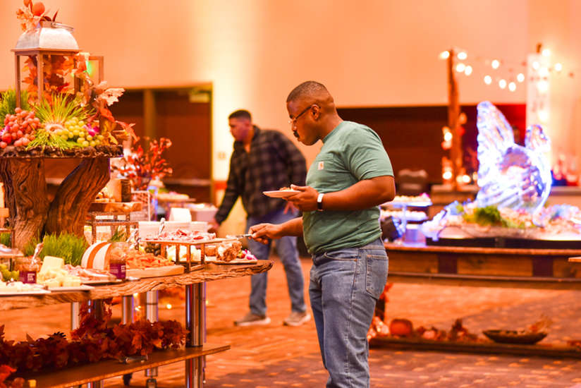 Guy walking through the buffet