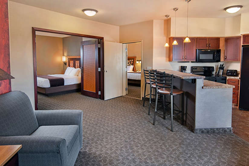 An interior of a Kalahari Resorts hotel room.