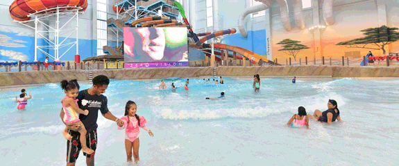 View of the wavepool with Zero Vision screen