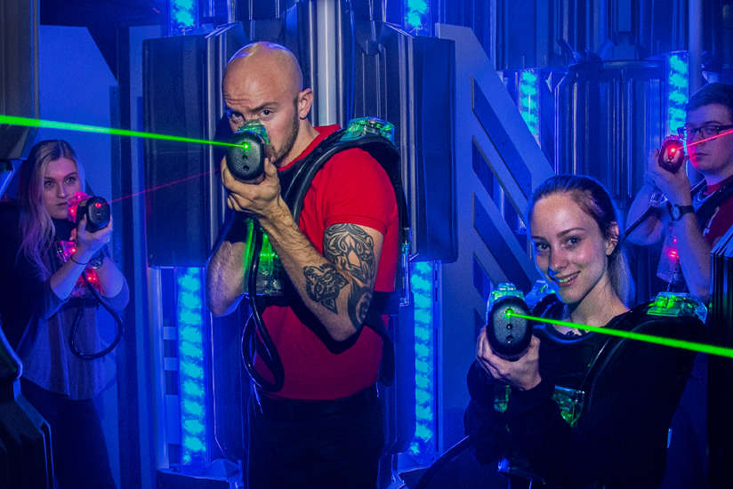 some kids playing laser tag