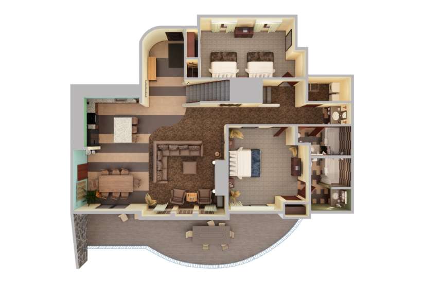 Render of a top-down view of a room.