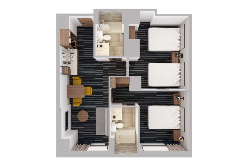 Render of room layout (Two Room Suite)