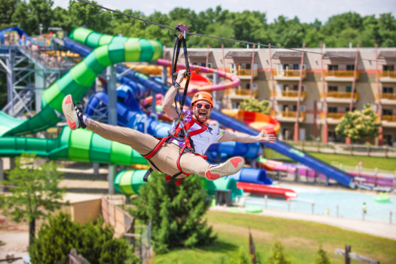 Guy on the Zip Line having a fun time