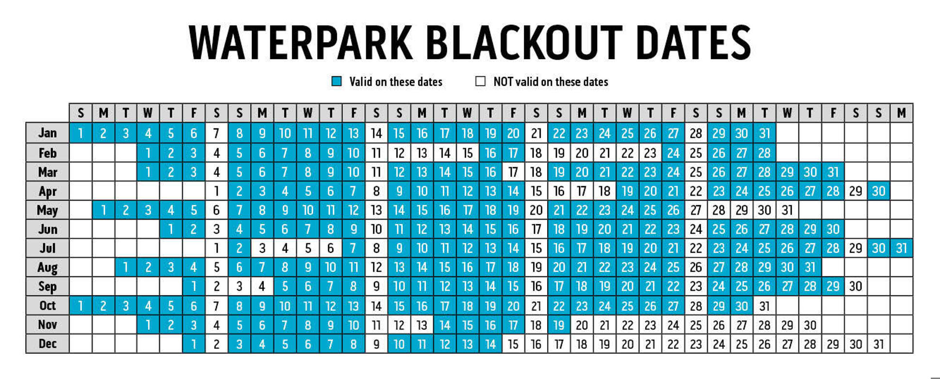 Waterpark Voucher Blackout Dates