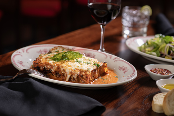 Layered with housemade meat sauce, ricotta & mozzarella cheeses, grated Parmesan, finished with vodka sauce