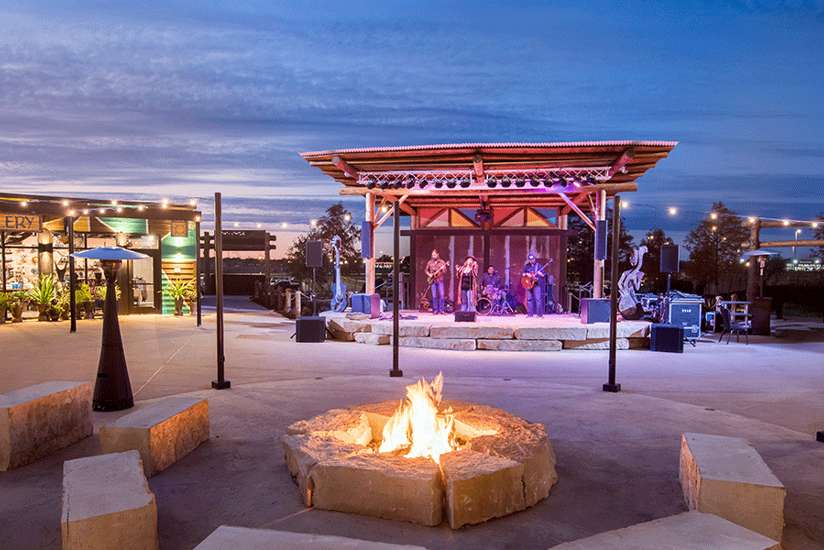 Overview of Amatuli Fire pit, seating and stage