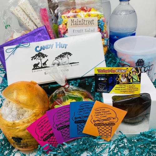 Family Fun basket arrangement of sweets from Candy Hut.