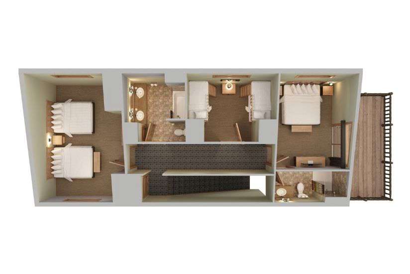Top-down view render of WI Room.