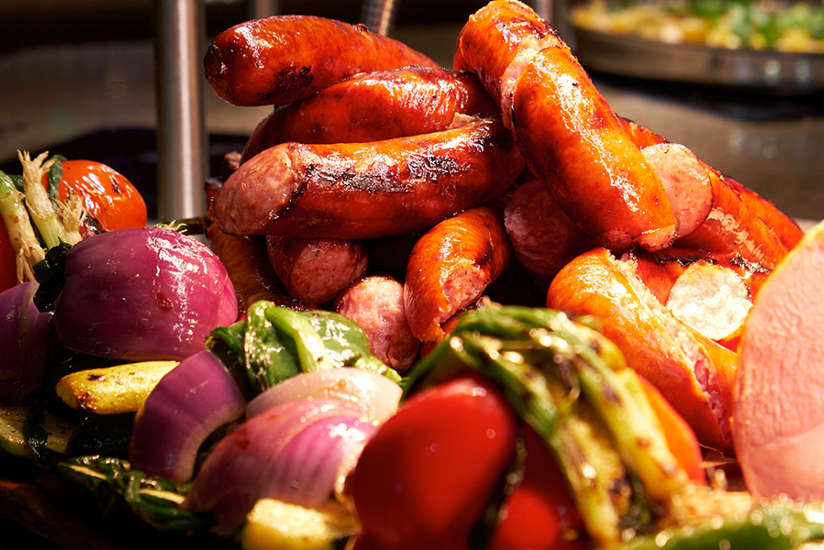 a meat platter of sausage and ham at the great karoo buffet a meat platter of sausage and ham at the great karoo buffet