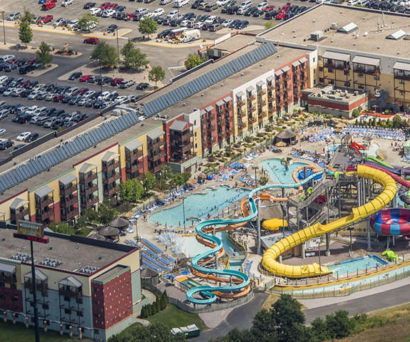 Aerial view of Kalahari resorts and conventions in the Wisconsin Dells, Wisconsin