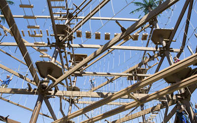 Overview of the ropes course in the Safari Outdoor Adventure Park in Ohio