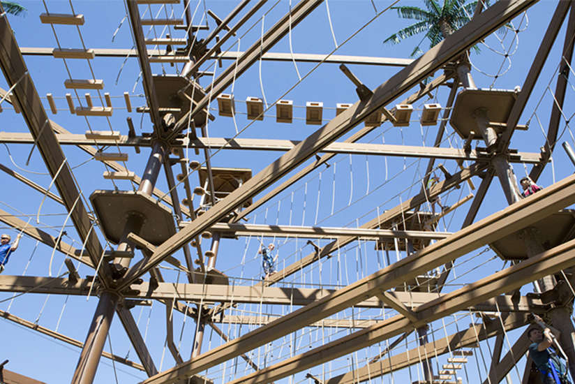 Overview of the ropes course in the Safari Outdoor Adventure Park in Ohio
