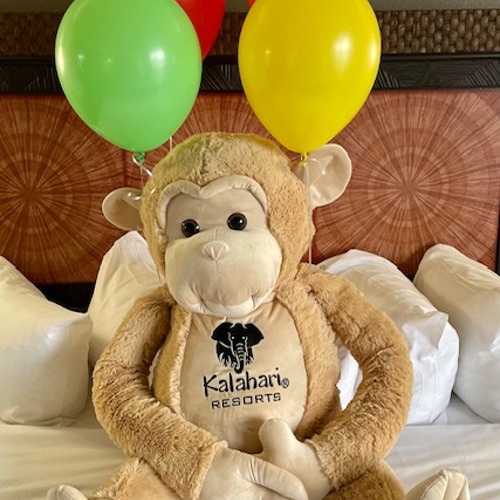 Monkey Stuffed Animal with Balloons Attached