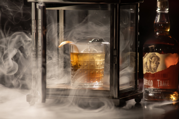 Cherry smoked old fashioned in the smoker